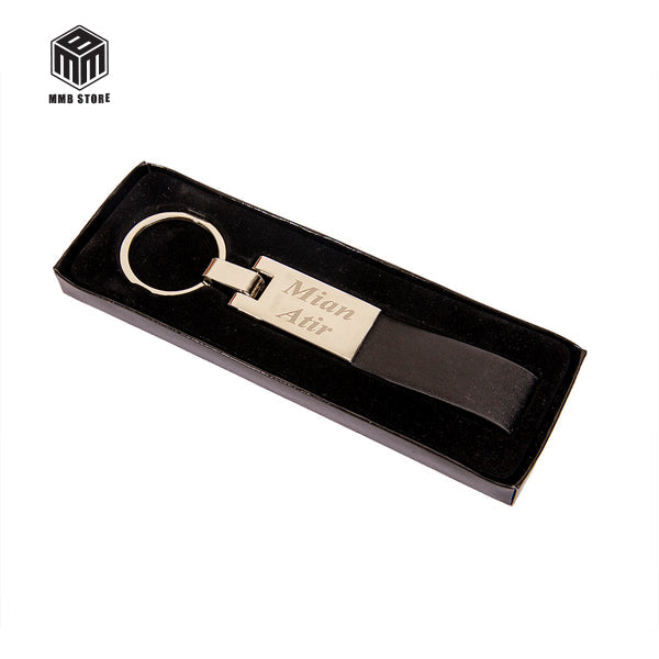 Extensive Leather Keychain With Metallic Cover Engraved