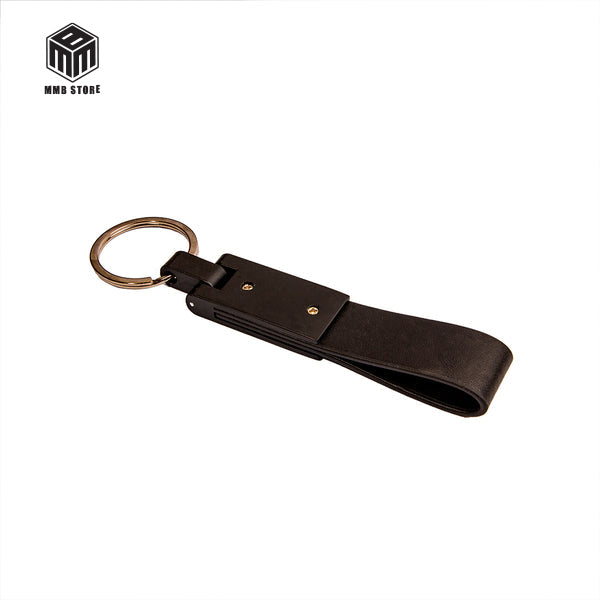 Extensive Leather Keychain With Metallic Cover Engraved